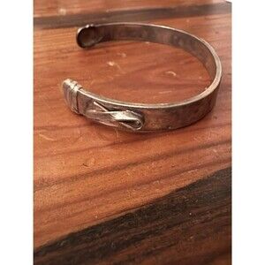 Vintage Sterling Silver “Until There’s A Cure” Awareness Ribbon Cuff Tarnished
